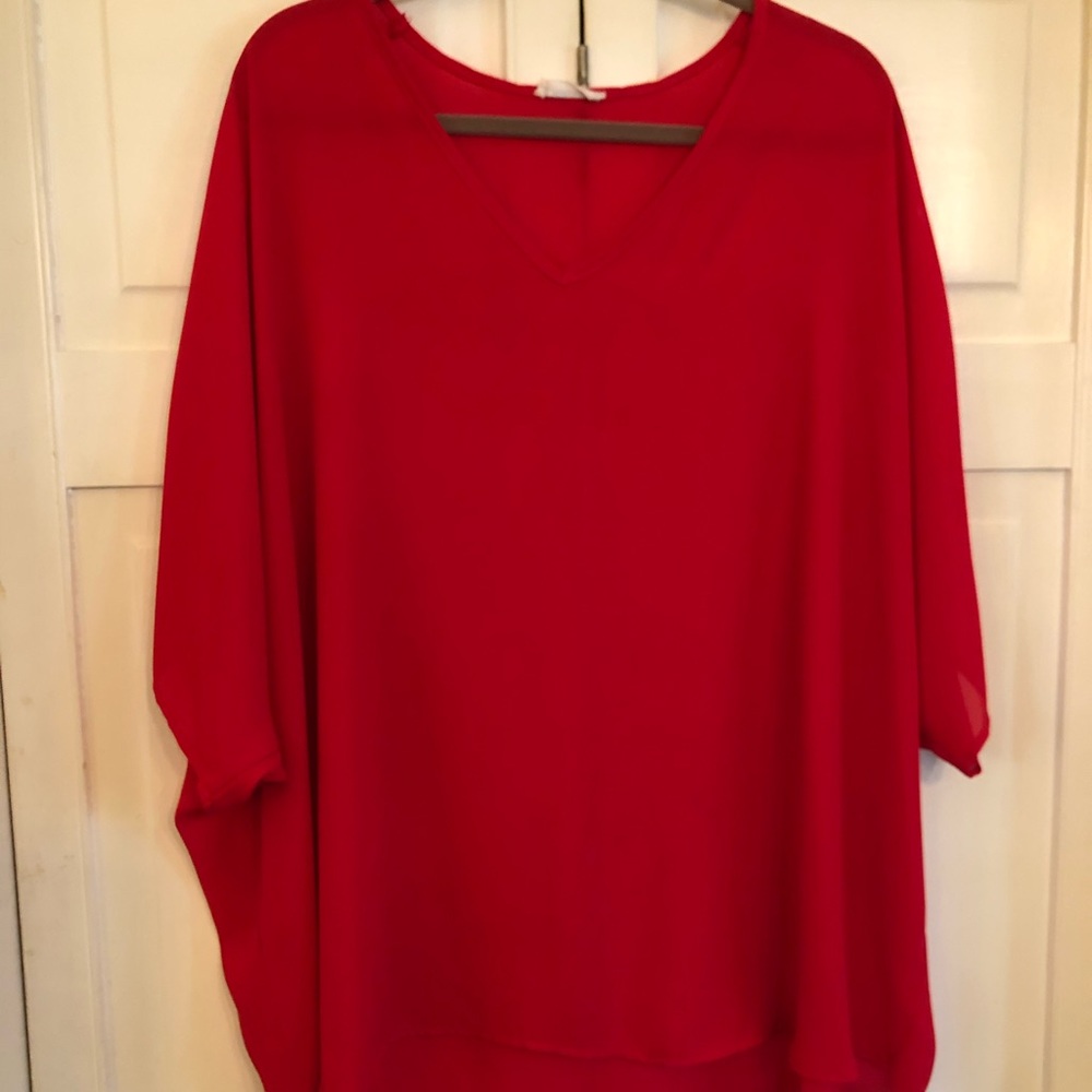 Ariene Red v-neck red top size xxl